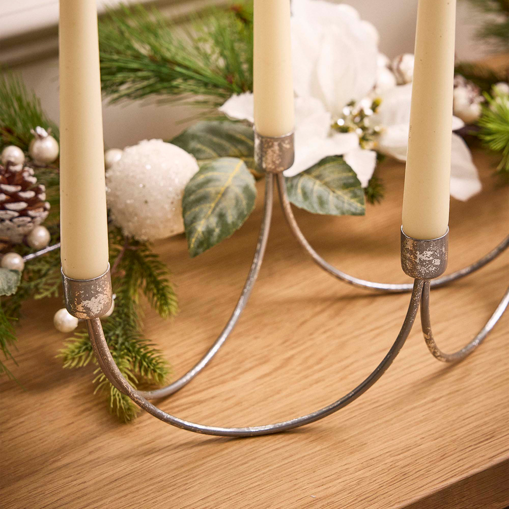 Dibor 7 Arm Silver Wave Candle Holder Image 3