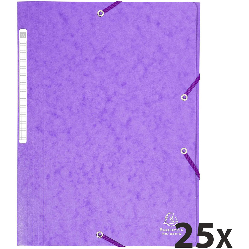 Exacompta A4 Purple 3 Flap Elastic Folder 25 Pack Image 5