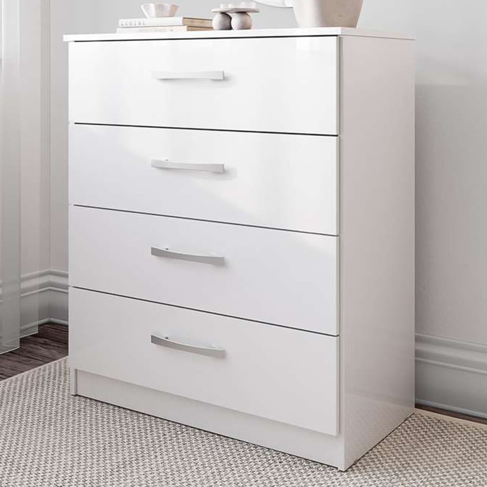 Lynx 4 Drawer White Chest of Drawers Image 1