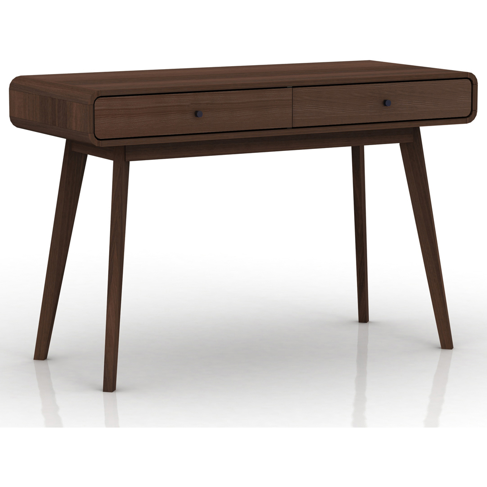 Loft24 Cassie 2 Drawer Walnut Wooden Compact Desk Image 2