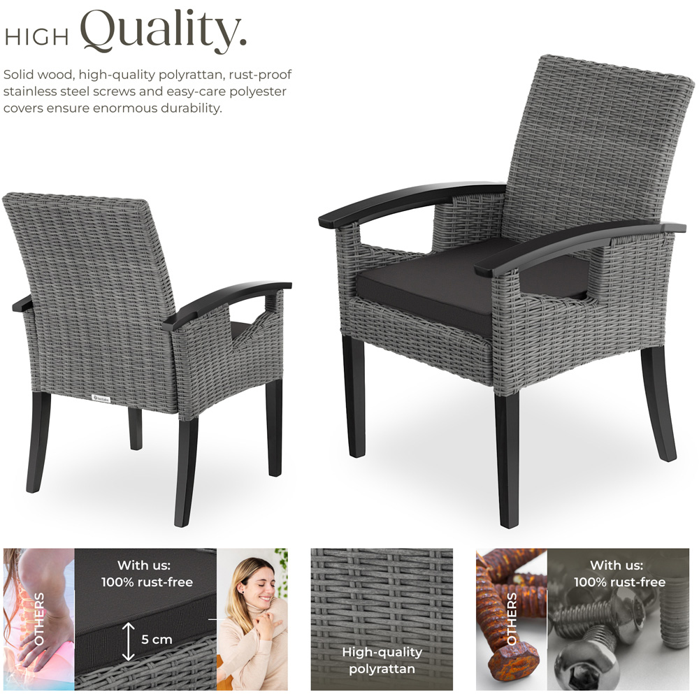 tectake Rosarno Grey Rattan Wooden Frame Garden Chair Image 4