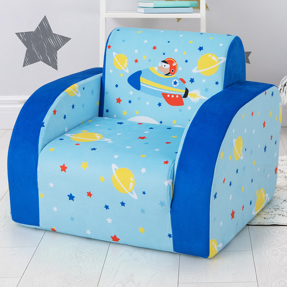 Costway Single Seater Kids Blue Convertible Sofa Bed Image 1