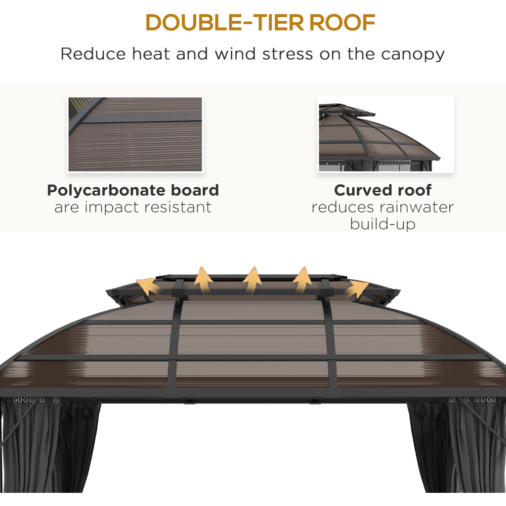 Outsunny 4 x 3m Brown Aluminium Gazebo with Curtains Image 4