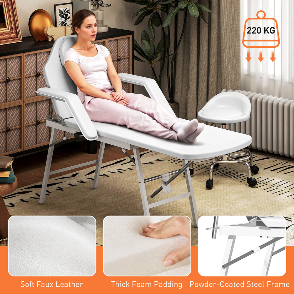 HOMCOM White 3 Zone Adjustable Massage Table Image 6
