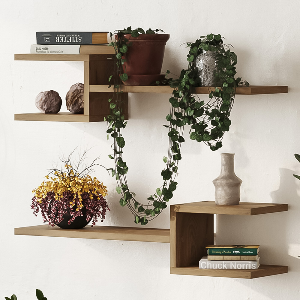 Decortie Set of 2 Fork Deep Oud Floating Shelf Image 1