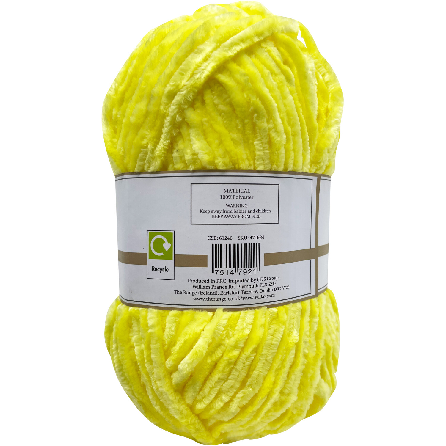 Chenille Yarn Lemon Yellow Image 2
