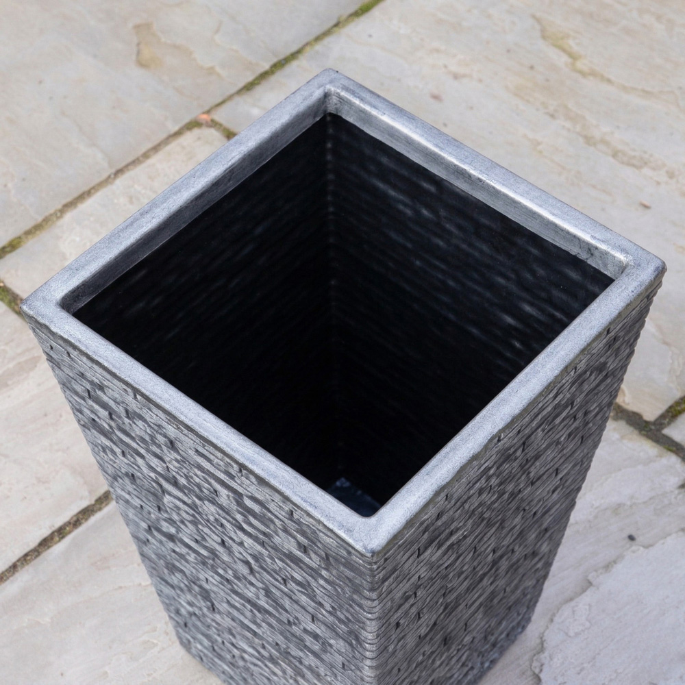 Samuel Alexander Dark Grey Large Square Plastic Slate Effect Garden Planter 30 x 45cm Image 7
