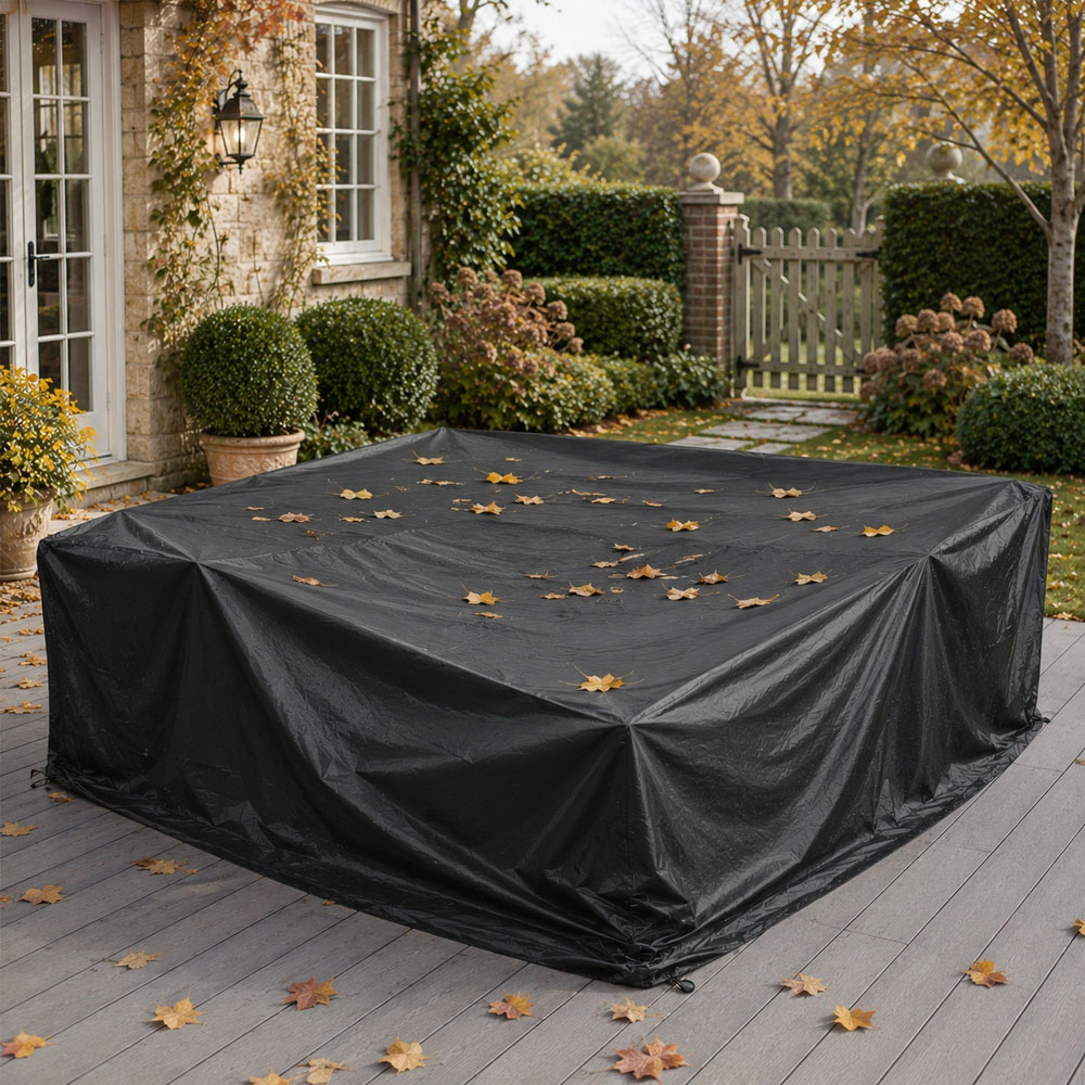 Direct Wicker Black 600D Heavy Duty Waterproof Furniture Cover 240 x 270 x 70cm Image 2