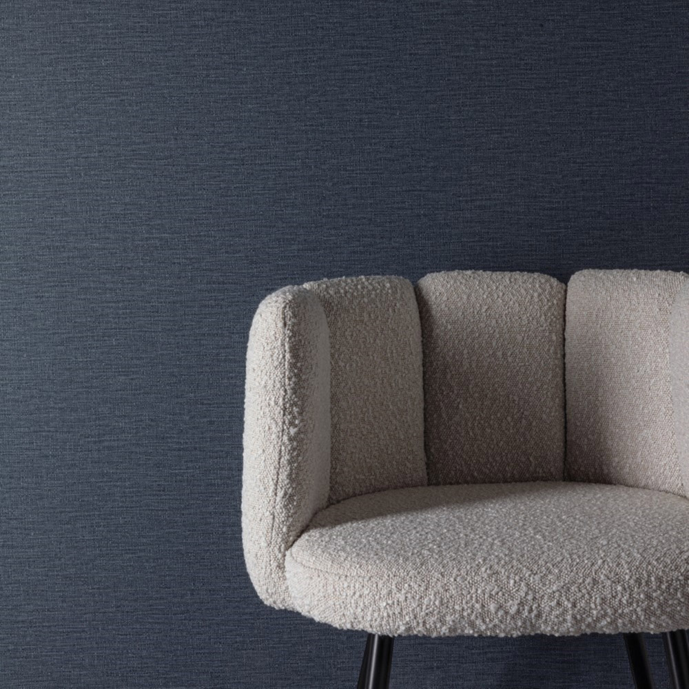 Grandeco Telma Slubbed Fabric Hessian Textured Luxury Navy Blue Wallpaper Image 4