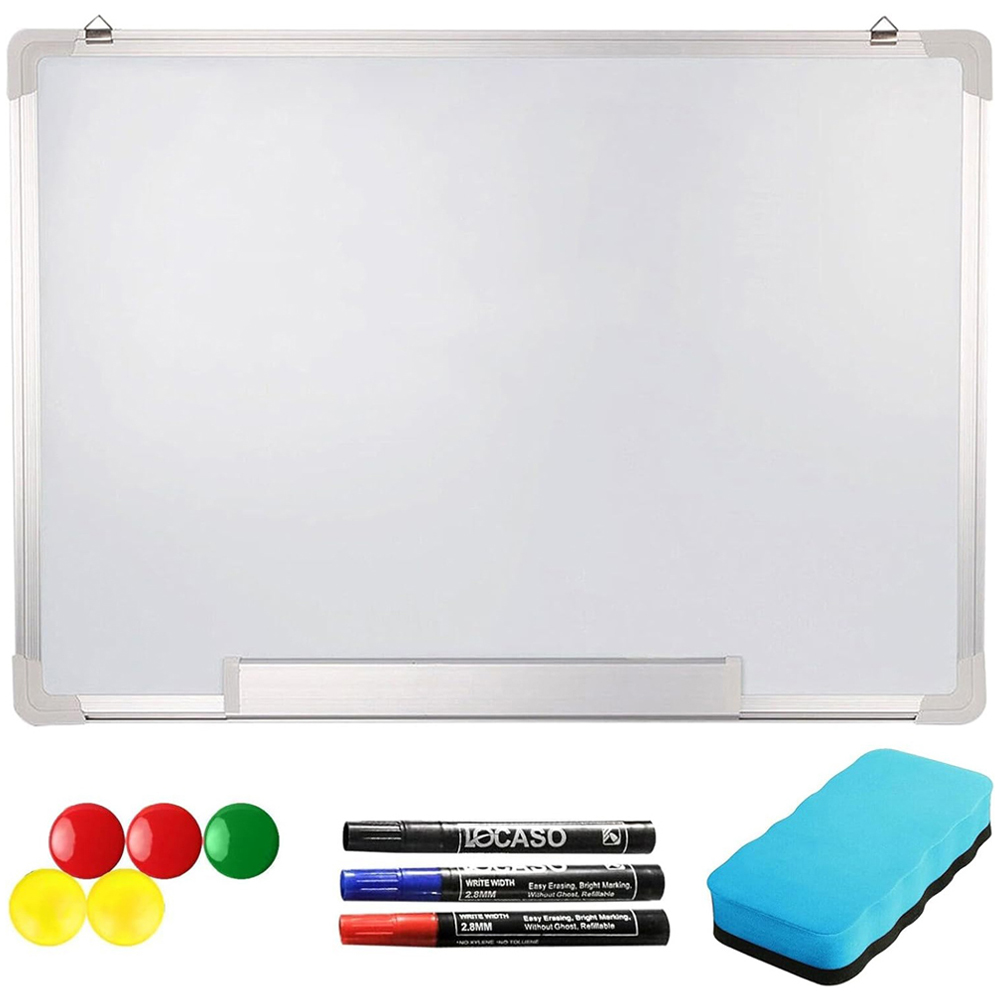 ATEK Magnetic Dry Wipe Wall Mounted Whiteboard with 3 Marker and 6 Magnet 600 x 400mm Image 1