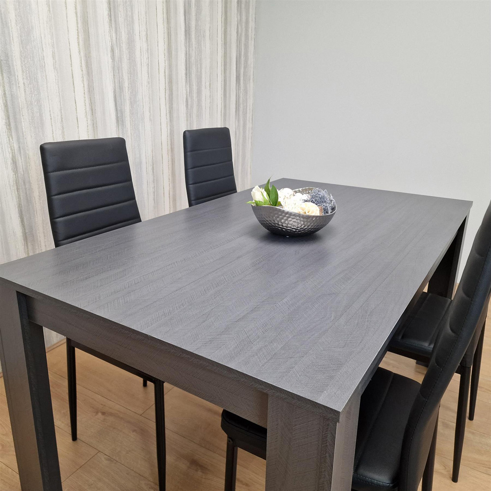 Kosy Koala 4 Seater Faux Leather Arrow Design Dining Set Black and Dark Grey Image 6