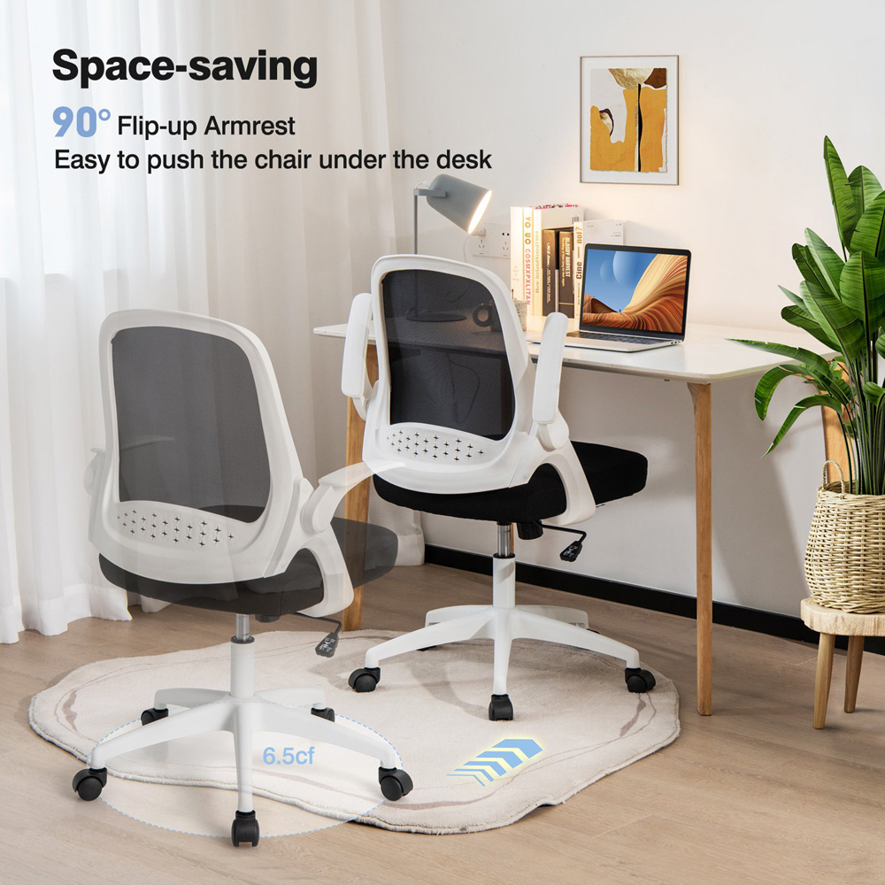 Costway White Adjustable Ergonomic Swivel Office Chair Image 4