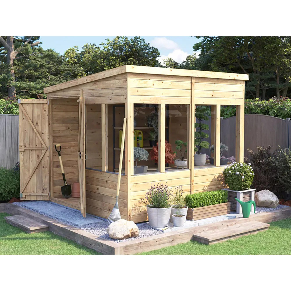 Dunster House Overlord 8 x 8ft Modular Brown Superfelt Pent Potting Shed Image 3