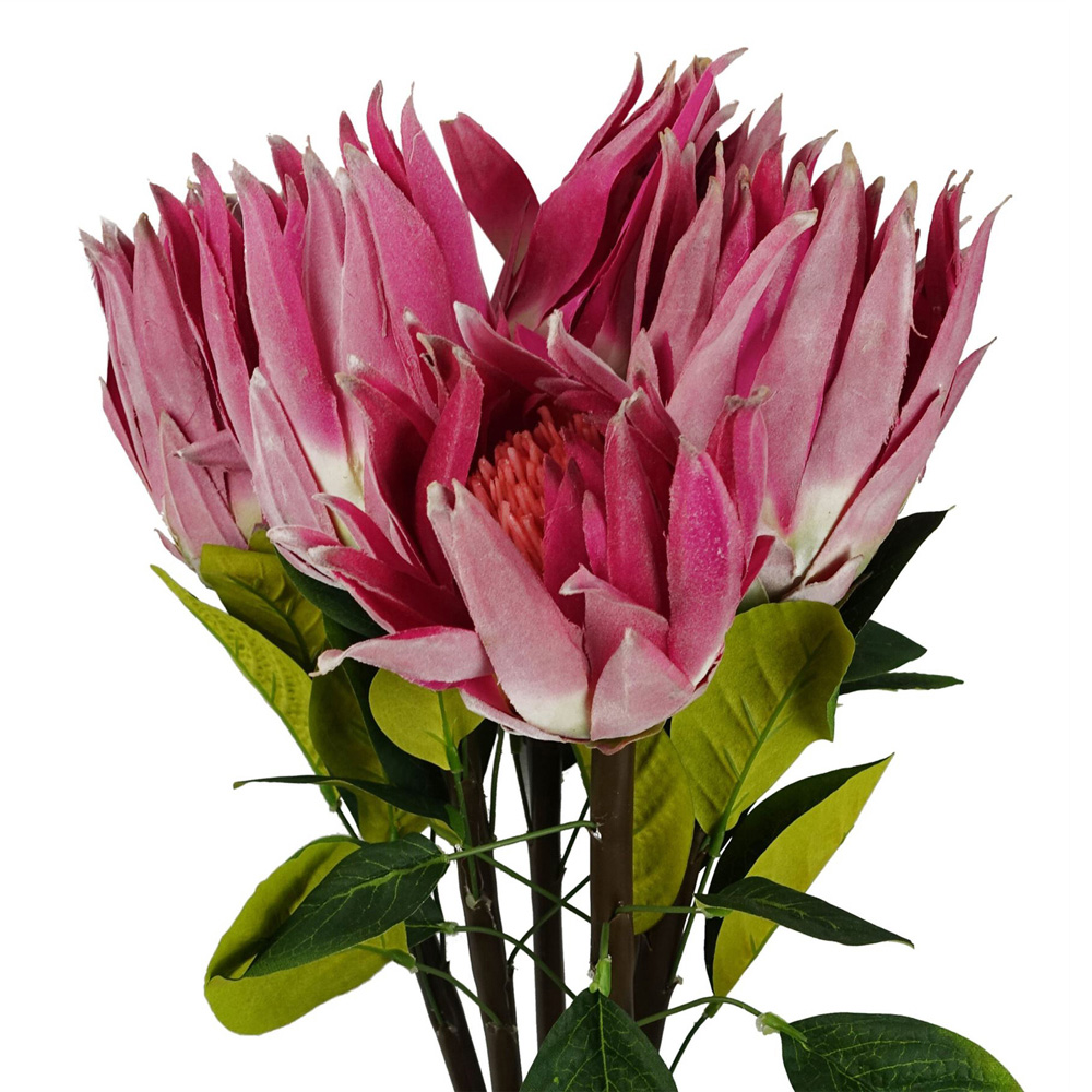 Leaf Pink Protea Sugarbush Stem Artificial Flower 6 pack Image 1