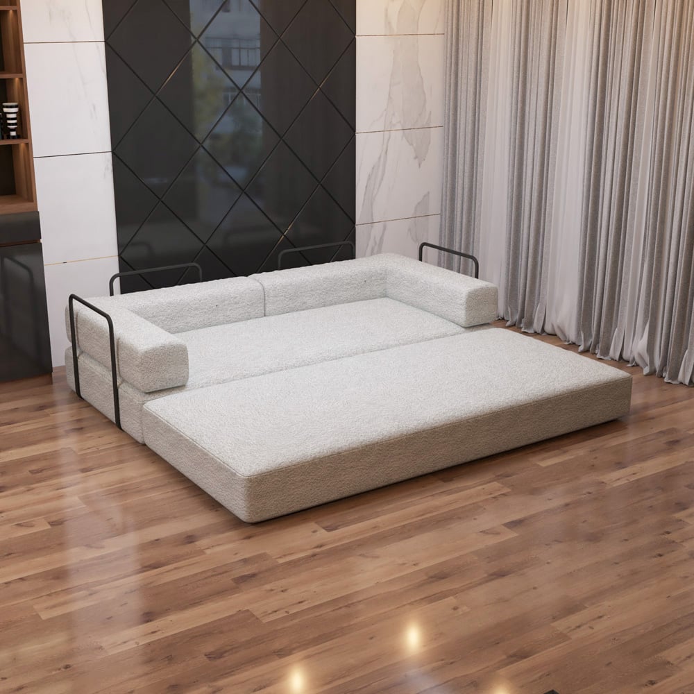 Sliding Wardrobes 4U 3 Seater Camel Larry Fabric Sofa Bed Image 4