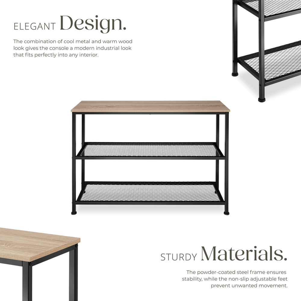 tectake Bristol 2 Wire Shelf Oak Sonoma Console Table Image 3