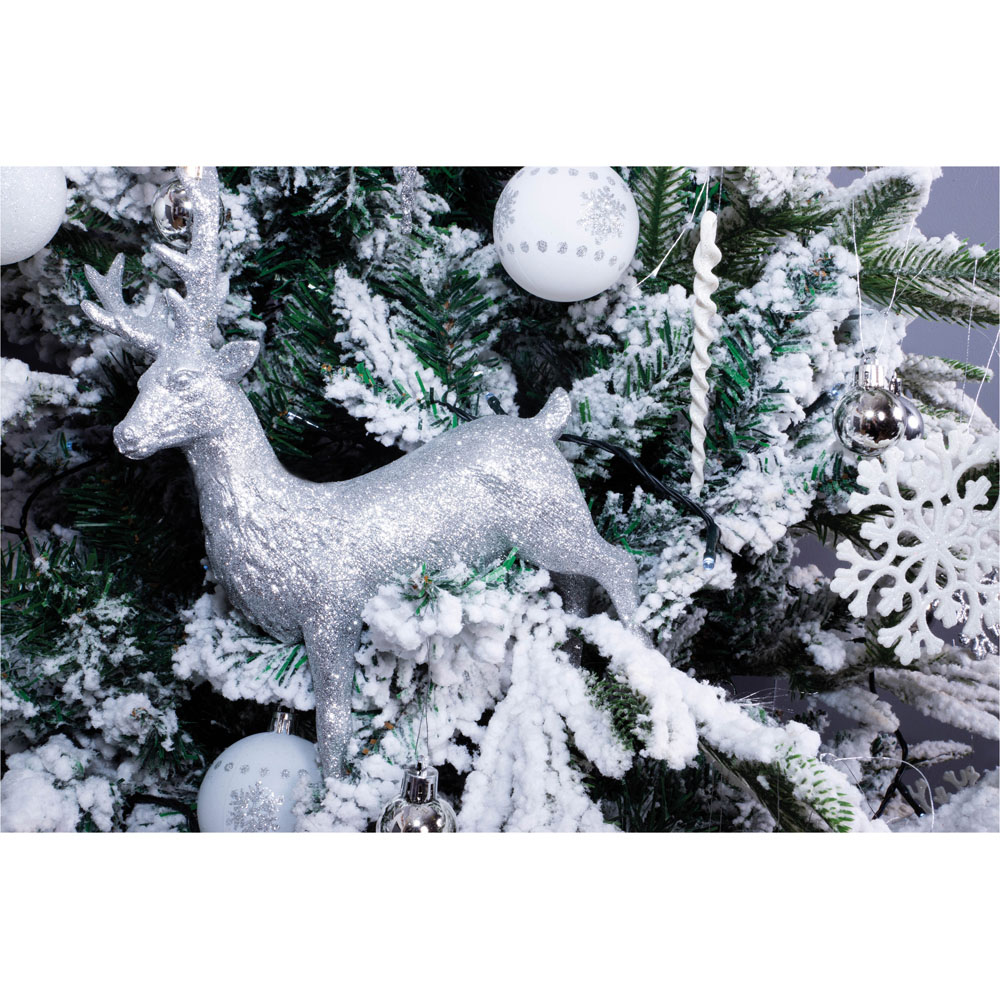 St Helens Silver Glitter Polyresin Deer Christmas Decoration Image 6