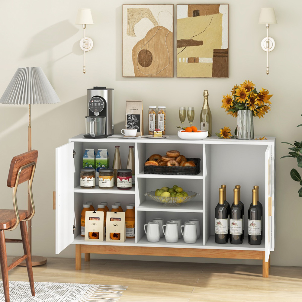 Costway 2 Door 3 Shelf White Sideboard Image 3
