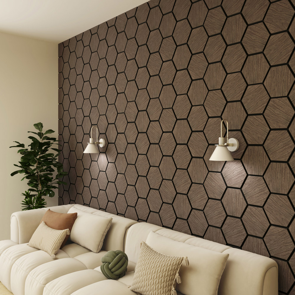 Wall Panels UK Ebony Hexagonal Acoustic Wall Panel 2 Pack Image 3