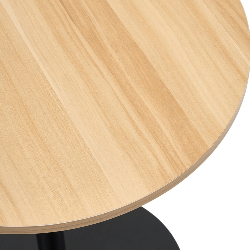 Living and Home Natural Wood Round Side Table with Lockable Castors Image 5