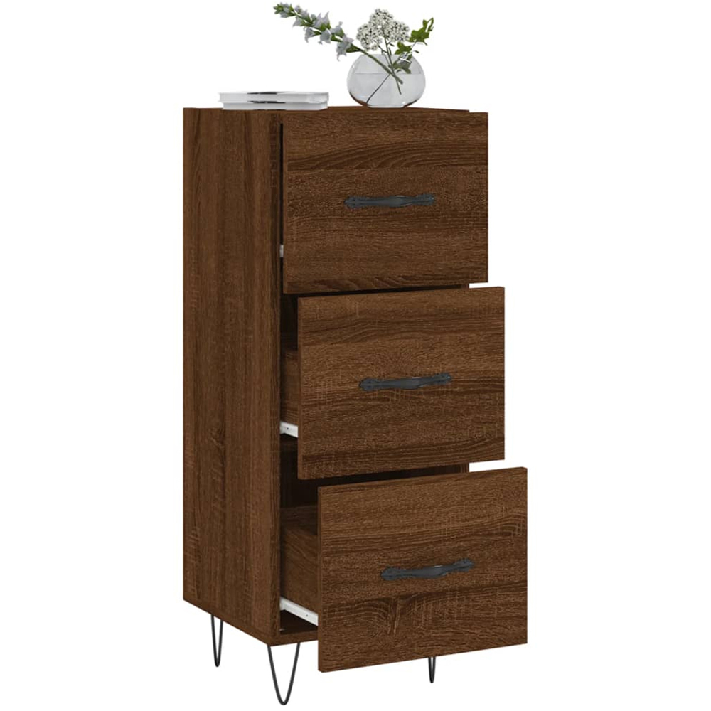vidaXL 3 Drawer Brown Oak Sideboard Image 4