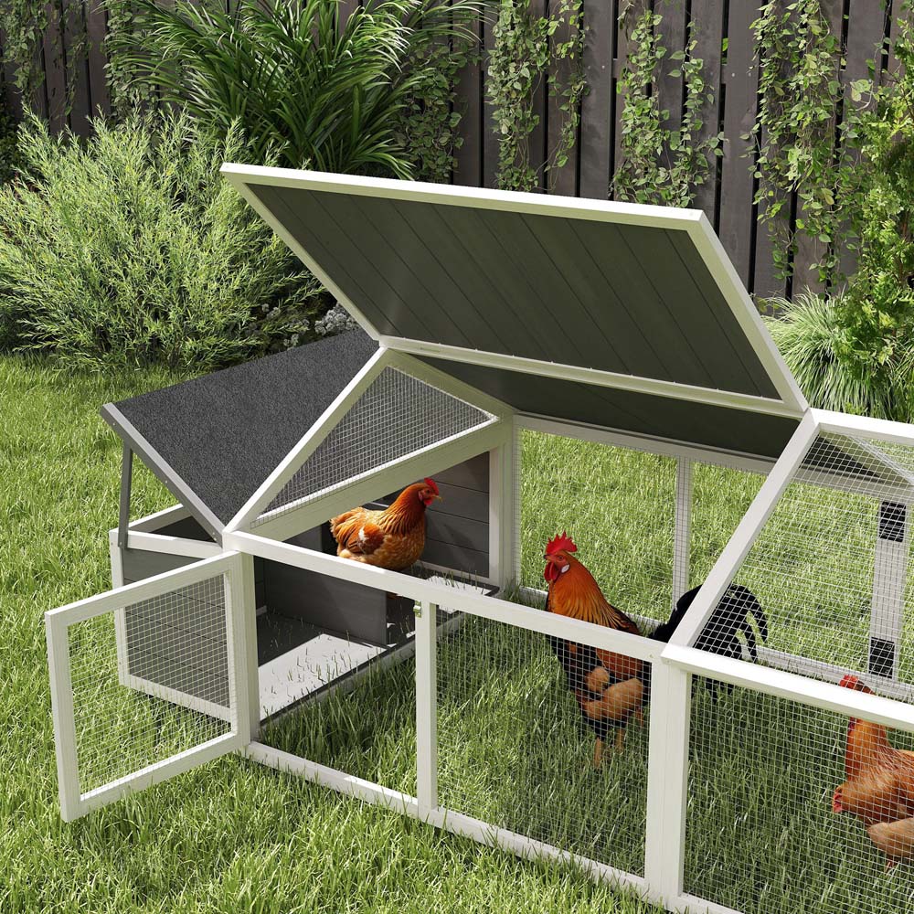 PawHut Wooden White Chicken Coop Image 3