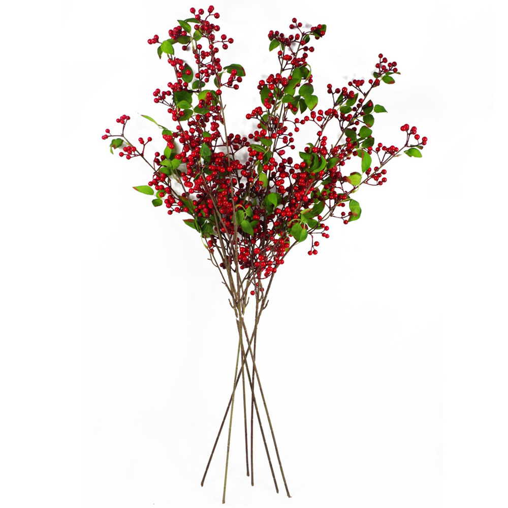Botanik Red Berry Single Stem Artificial Christmas Spray 80cm Image 2