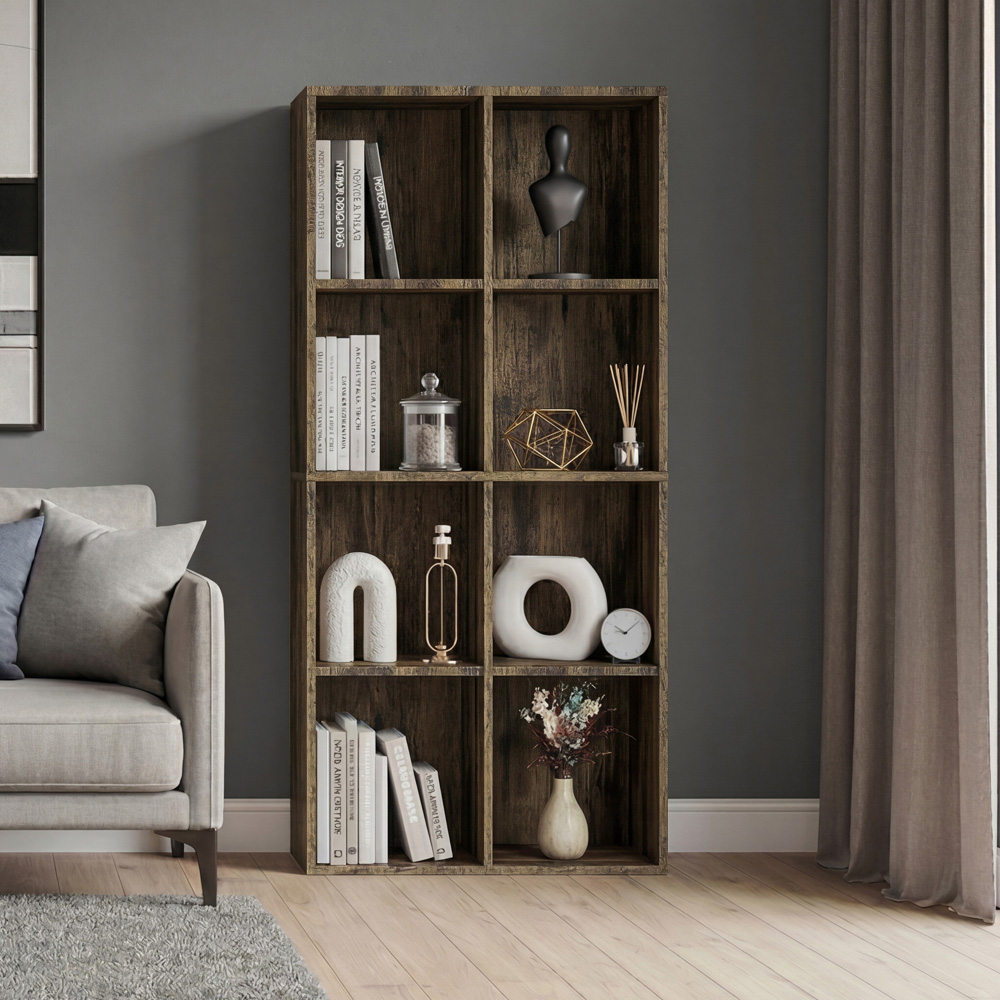 VIDA DESIGNS 8 Shelf Dark Wood Cube Storage Unit Image 4