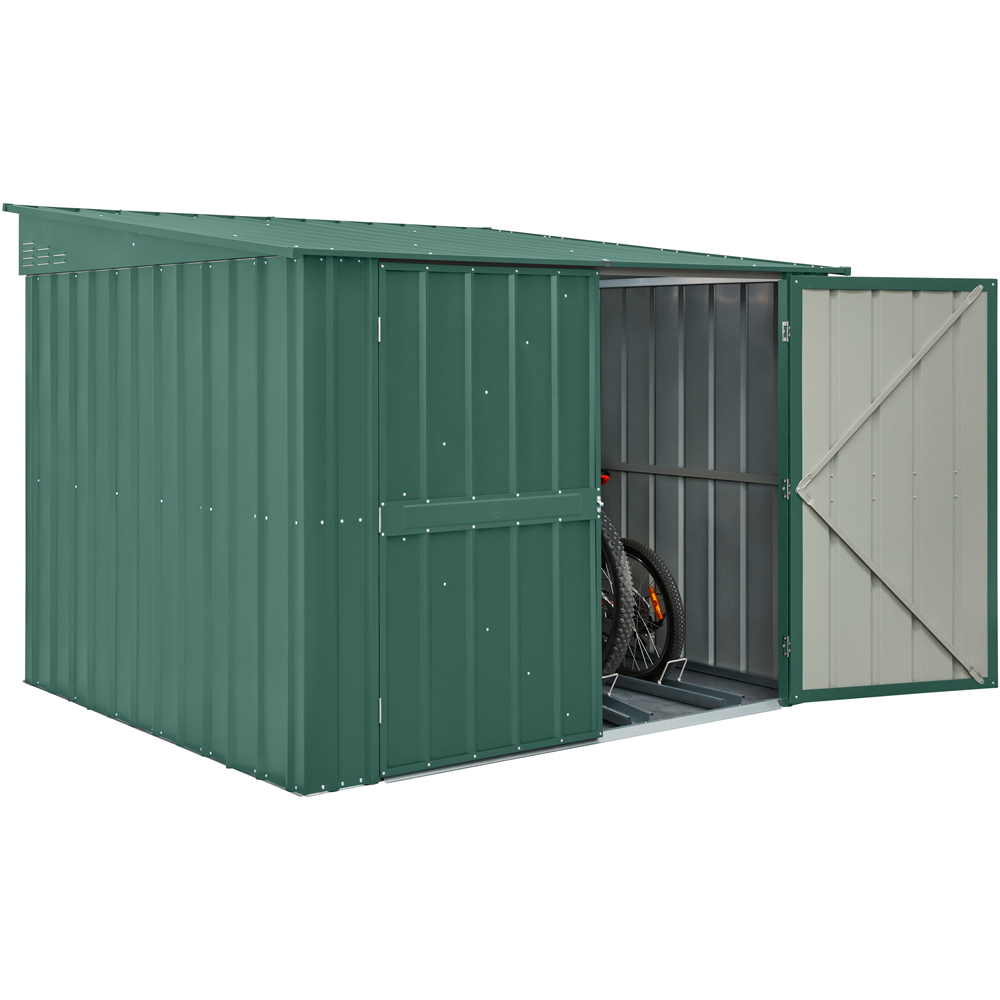 Globel 6 x 6ft 2 Door Green Metal Pent Bike Shed Image 3