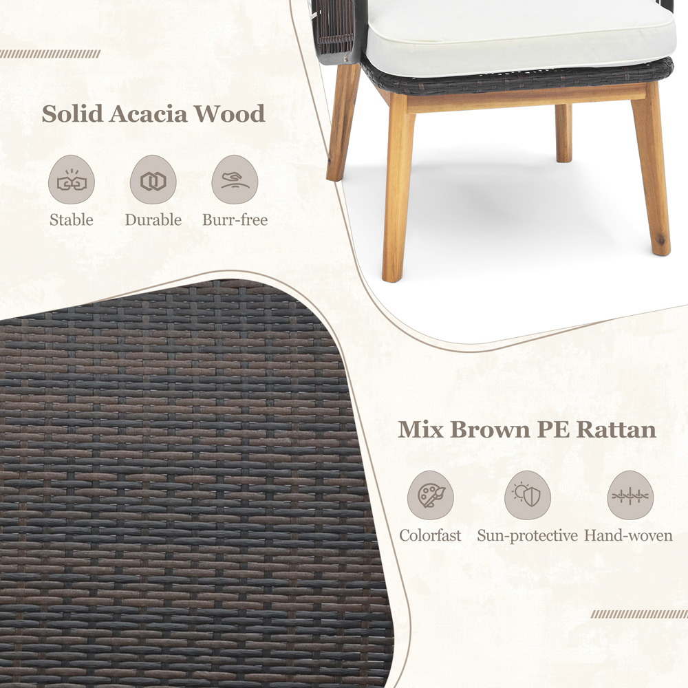 Costway 2 Seater White PE Rattan Bistro Set Image 3