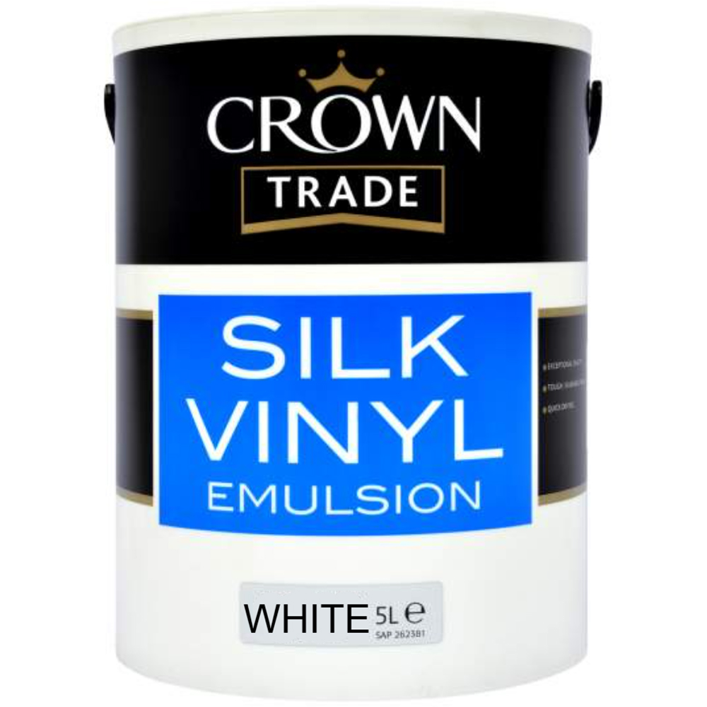 Crown Trade White Silk Vinyl Emulsion Paint 5L Image 2