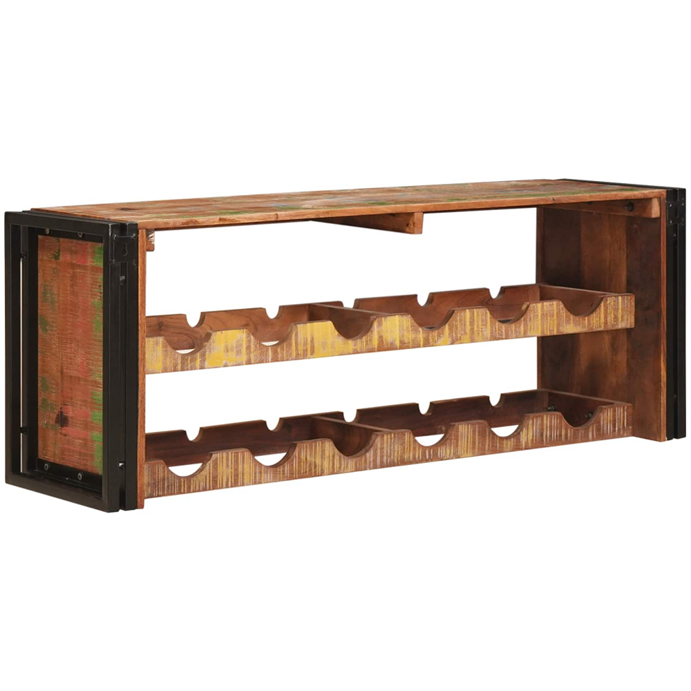 vidaXL 12 Bottle Brown Solid Reclaimed Wood Wall Mounted Wine Rack Image 4