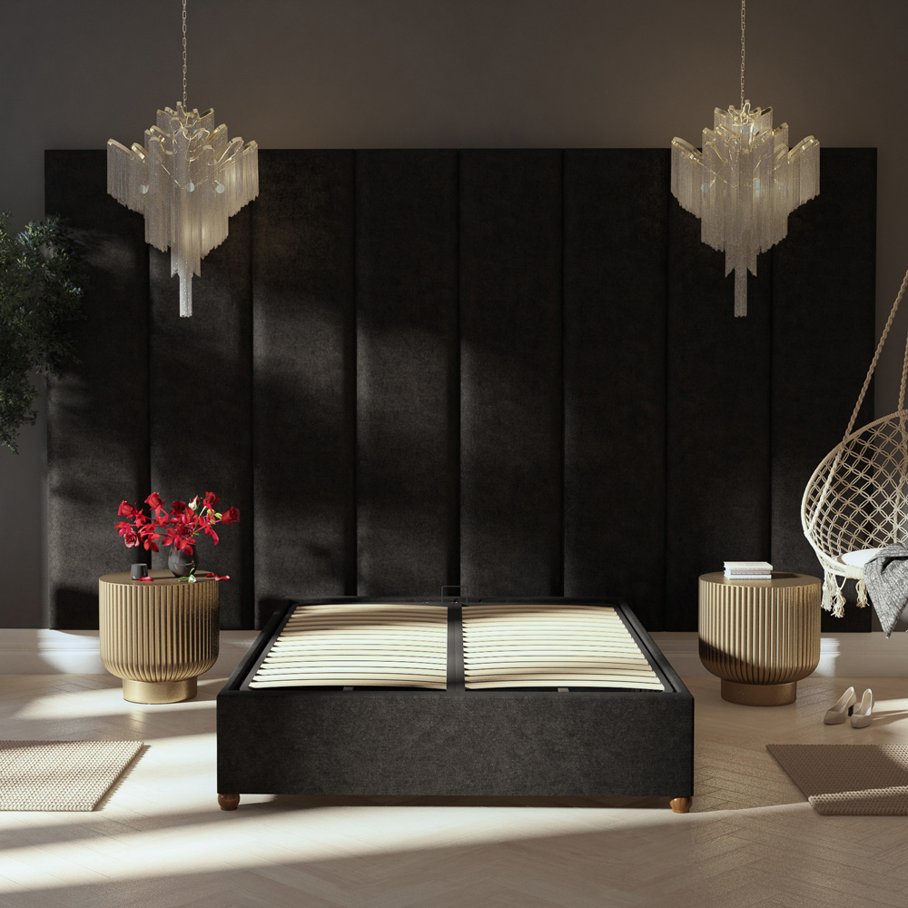 Aspire Furniture Llewelyn-Bowen Luxury Charcoal Kimiyo Linen Wall Mounted Headboard 45cm Image 2