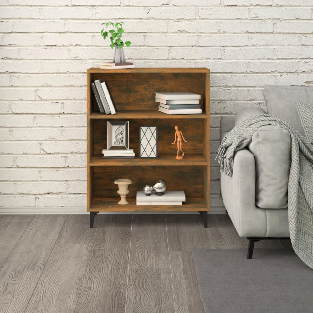vidaXL 3 Open Shelf Smoked Oak Sideboard Image 6