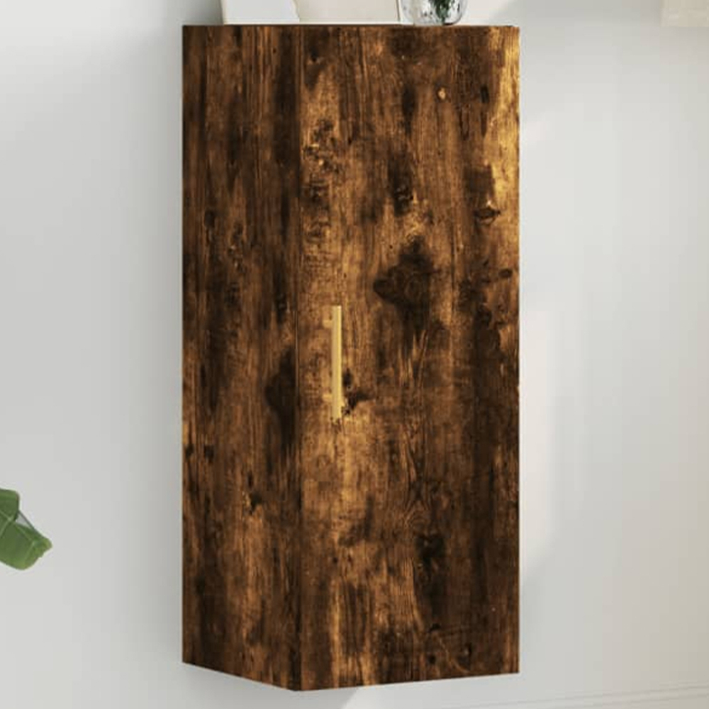 vidaXL Single Door Smoked Oak Wall Mounted Slim Cabinet Image 1