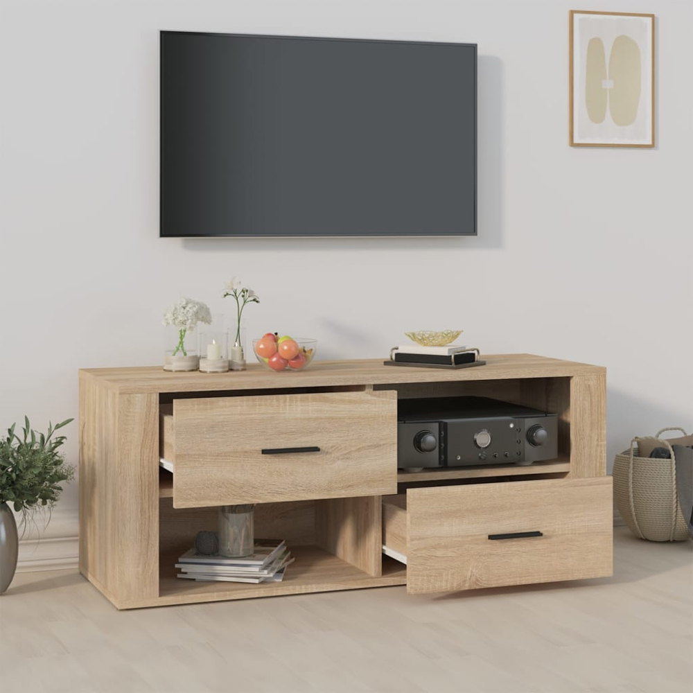 vidaXL 2 Drawer 2 Shelf Sonoma Oak TV Cabinet Image 3