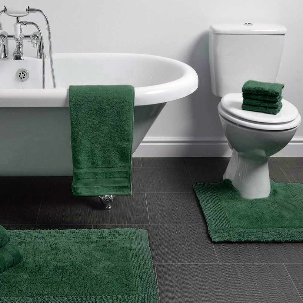 Allure Bath Fashions Luxury Reversible Dark Green Heavyweight Pedestal Toilet Mat 53 x 55cm Image 2