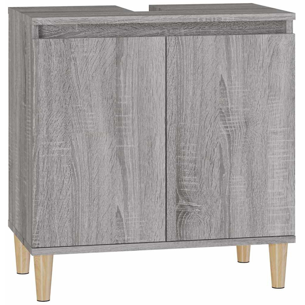 vidaXL 2 Door Grey Sonoma Bathroom Sink Cabinet Image 2