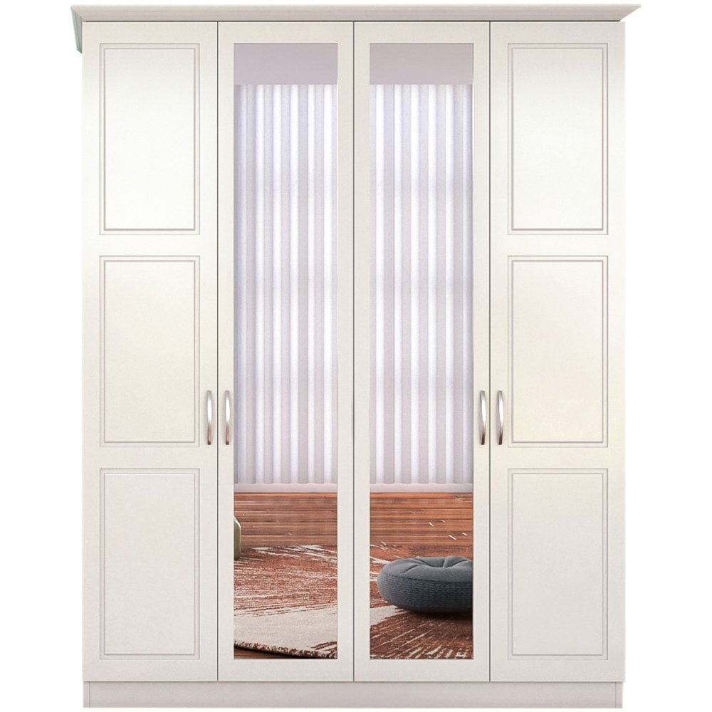 Evu INES 4 Doors White Mirror Wardrobe Image 3