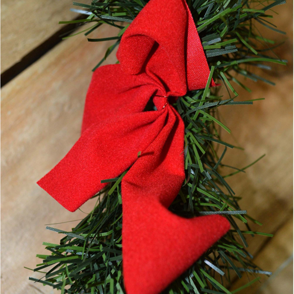 Premier Green Christmas Tinsel with Red Bows 270cm Image 3