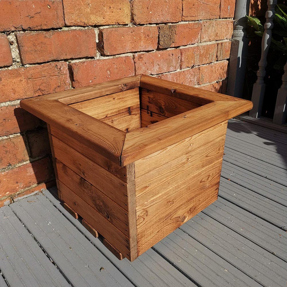 Samuel Alexander Hand Made Rustic Wooden Small Square Planter 41 x 41cm Image 2