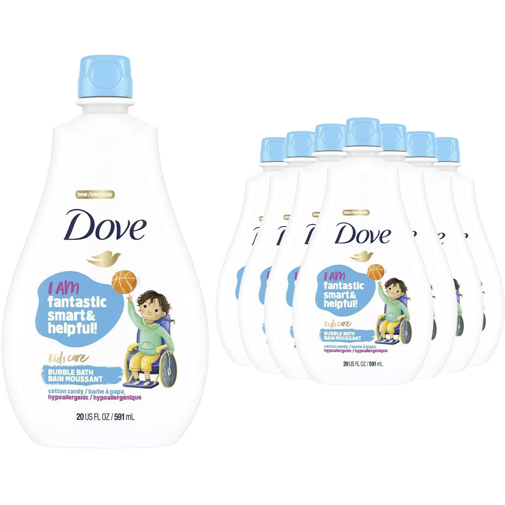 Dove Kids Care Cotton Candy Hypoallergenic Awesome Bubble Bath 591ml 8 Pack Image 1