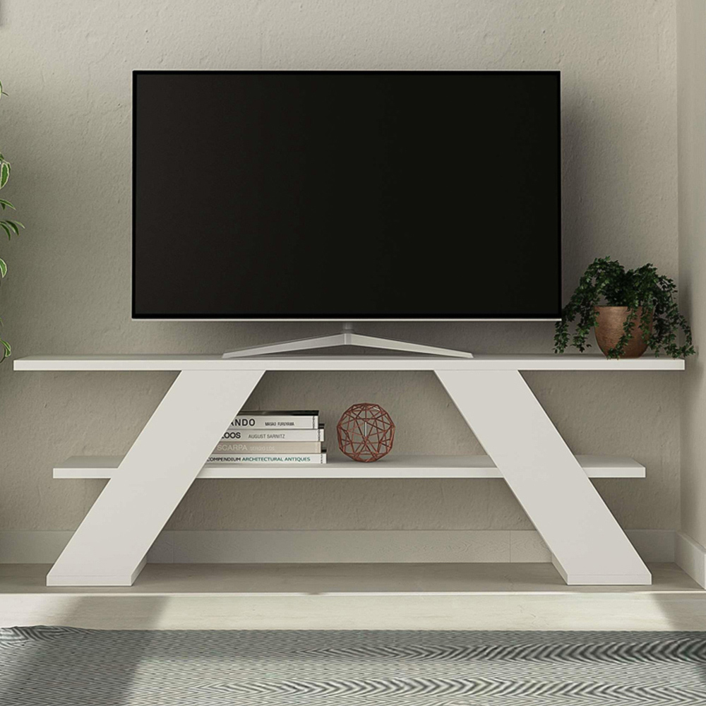 Decortie Farfalla Single Shelf White Modern TV Unit Image 1