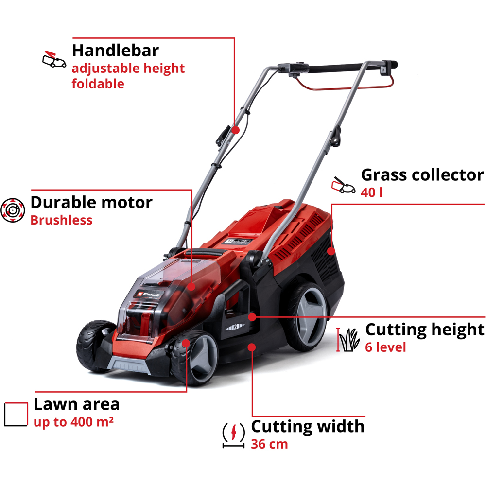 Einhell Power X-Change GE-CM 36/36 Li 36V Cordless 36cm Lawnmower Image 9