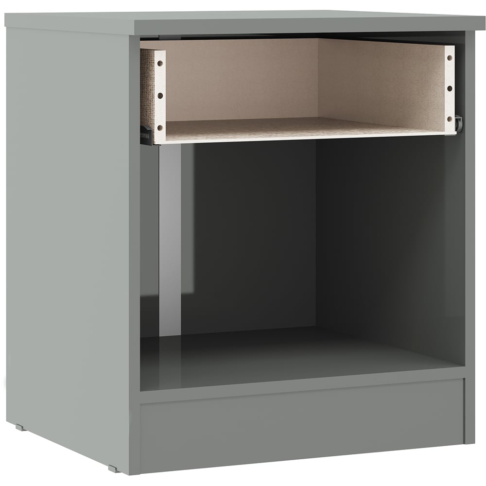 Seconique Denver Single Drawer Grey Gloss Bedside Table Image 5