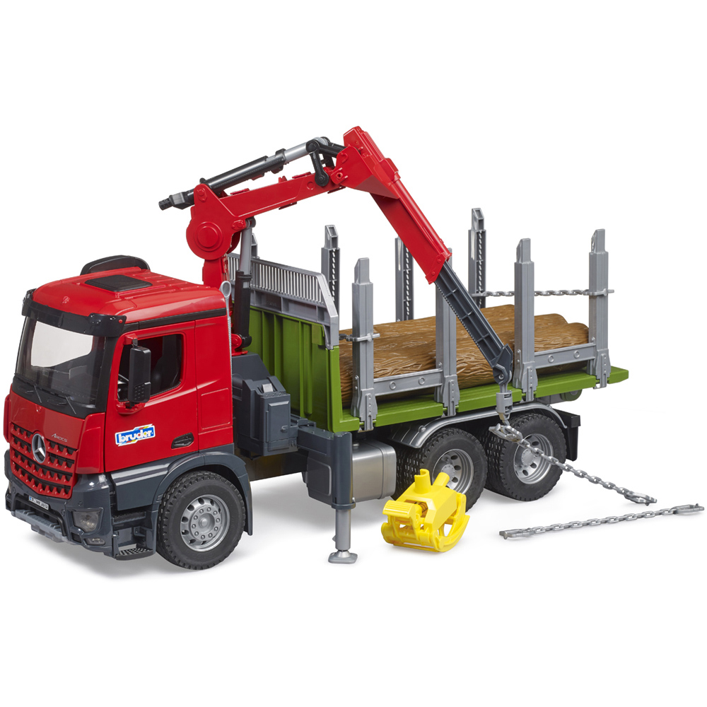 Bruder Mercedes-Benz Arocs Timber truck with Loading Crane Grab and 3 Trunks Image 6