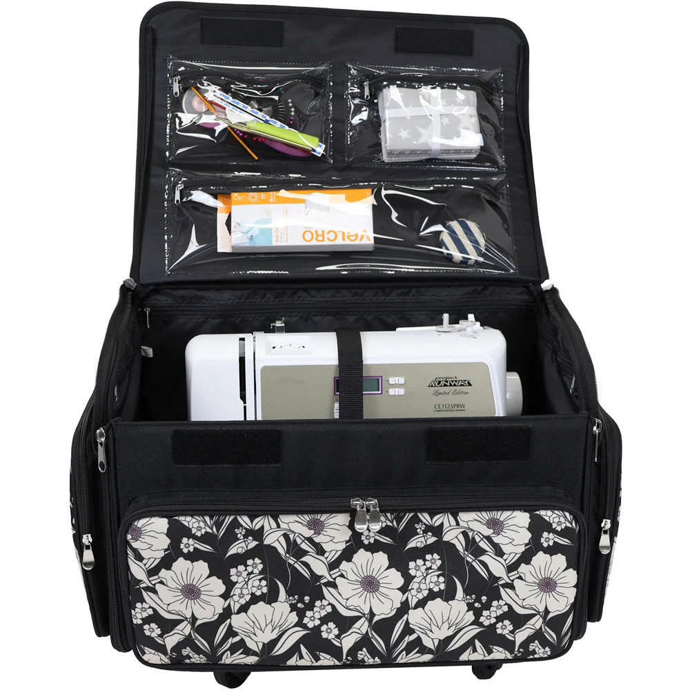 Everything Mary EVM13344-7 Artistic Floral Collapsible Rolling Sewing Machine Case 49 x 26 x 36cm Image 2