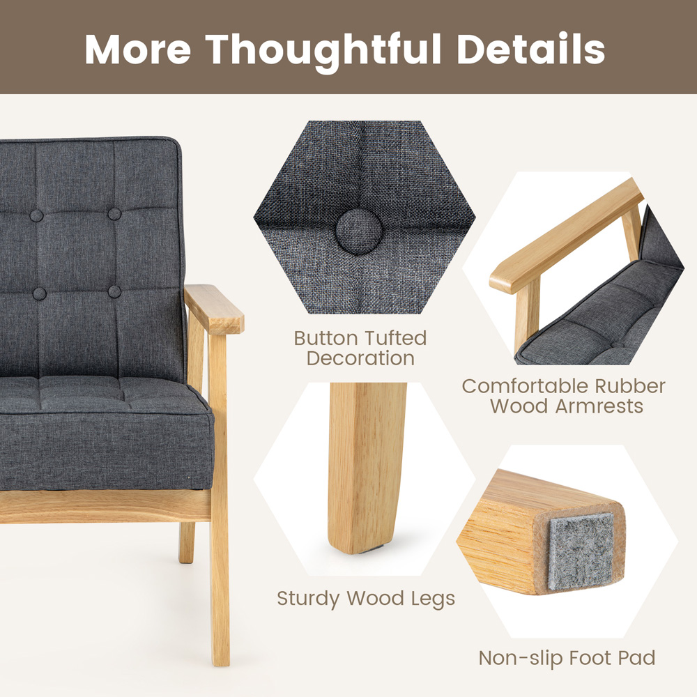 Costway Grey Modern Accent Chair Image 7