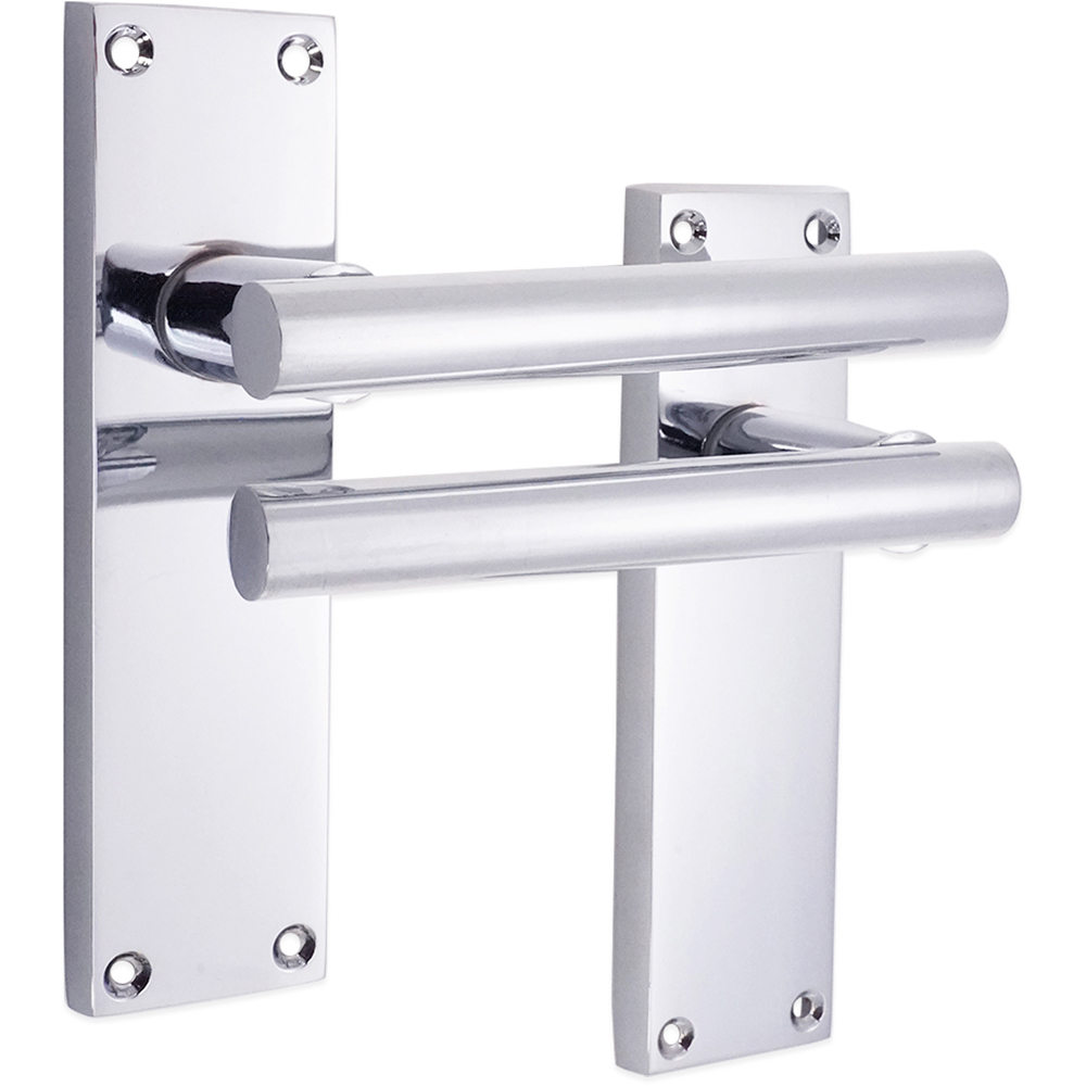 Spira Brass Jura Polished Chrome Lever on Backplate Door Handle with Latch 2 Pack Image 1