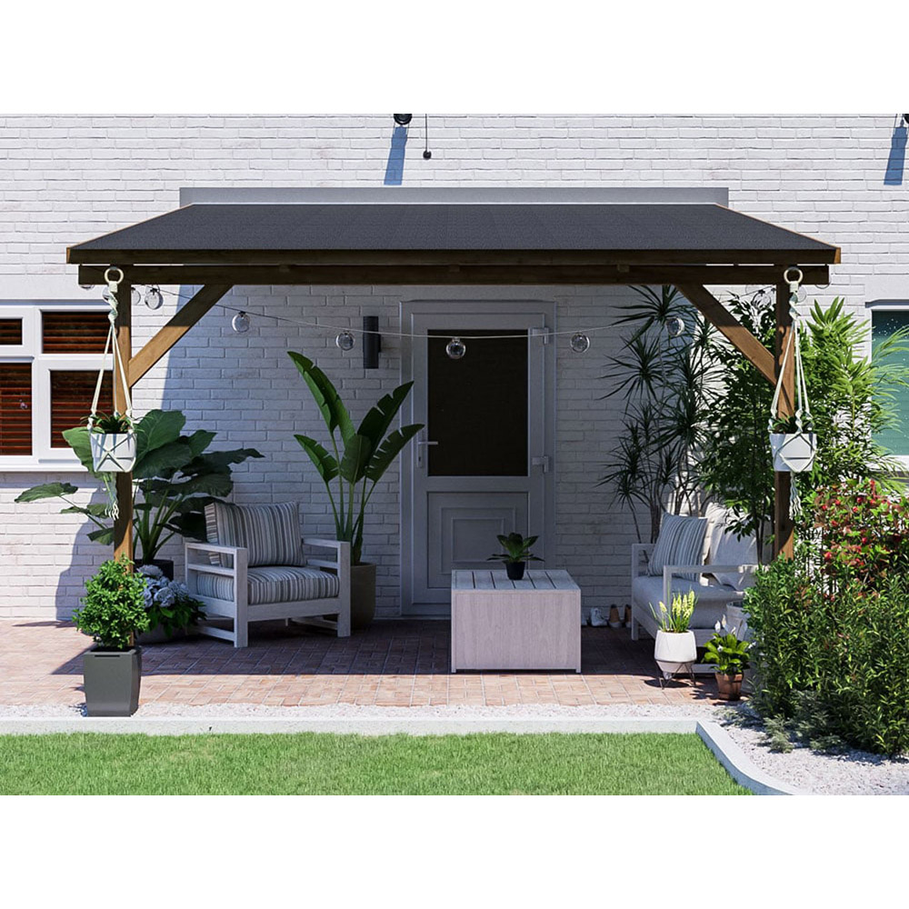 Dunster House Utopia 3 x 3m Brown Wall Mounted Superfelt Lean To Gazebo Image 3